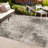 Angilina High-Low Shabby Damask Cream/Beige/Dark Gray Indoor/Outdoor Rug-250030740