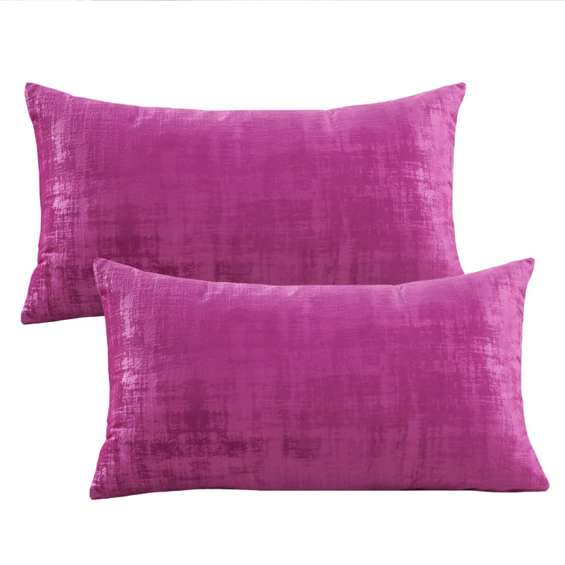 Textured Velvet Textured Rectangular Pillow Cover, Raspberry Rose
