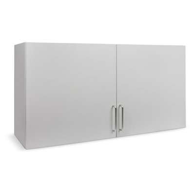 Armoire de rangement murale en bois, 24 po H x 72 po L x 12 po P, avec 3 portes et 3 tablettes