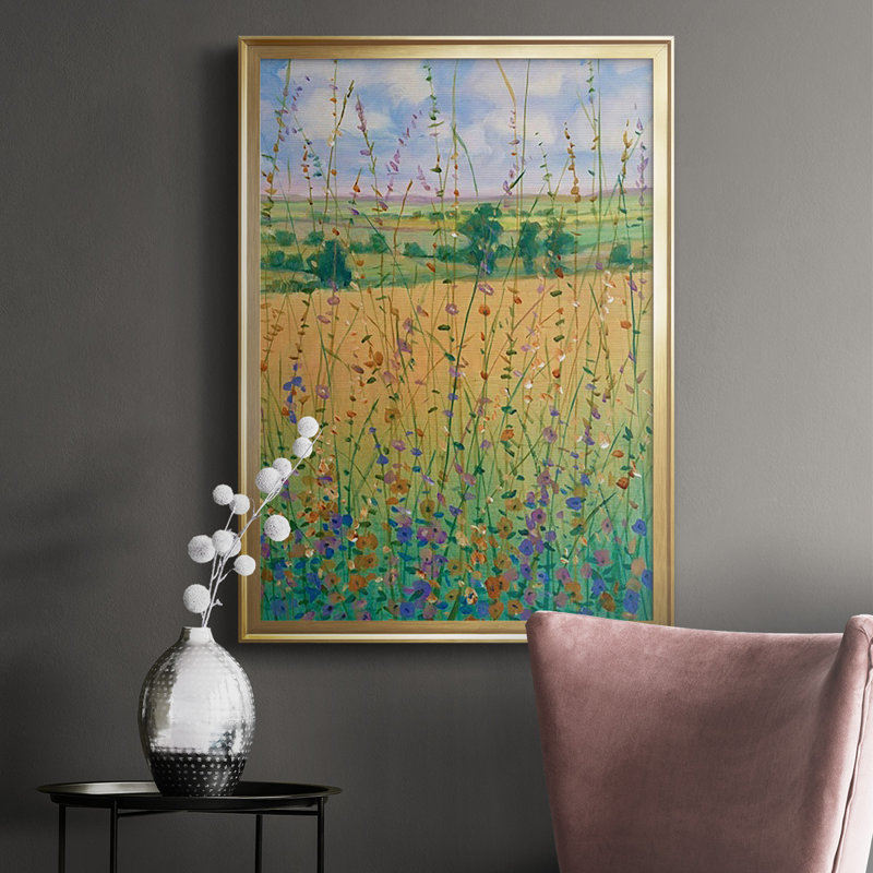 «Wildflower Path II», reproduction encadrée de qualité supérieure - Prêt à être accroché-2848048, Or
