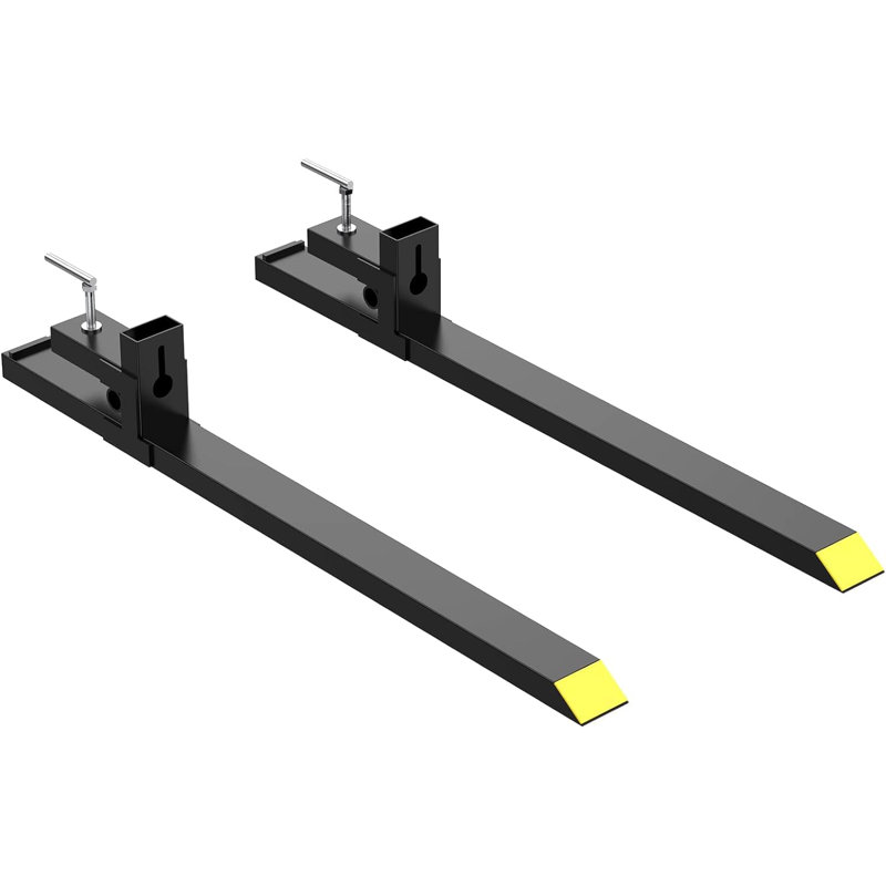 Fourches à palettes de 43 po – 680 kg max, fourches à godet de tracteur à fixation par pince, fourches robustes pour chargeuse frontale, accessoire de fourche pour chargeuse compacte, godet de chargeuse