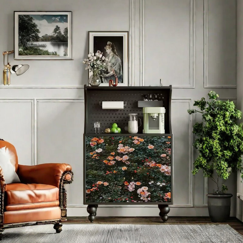 Large capacity flower pattern accent cabinet