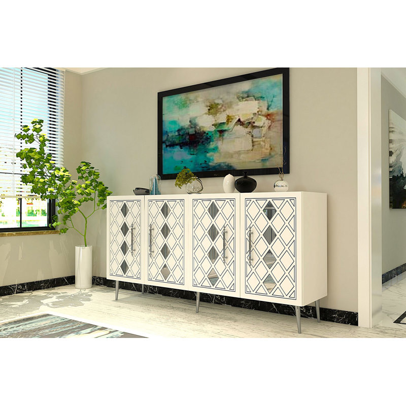 Olivia 150cm Console Table, Cream/Silver