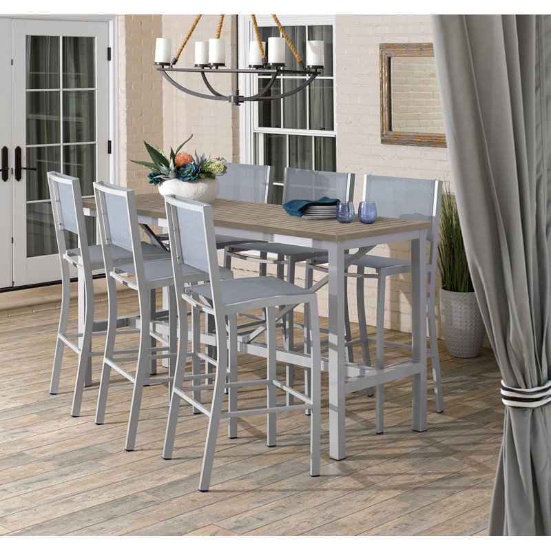 Travira Aluminum Bar Table, Teakwood Vintage