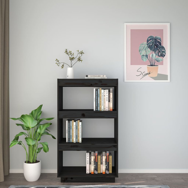 Book Cabinet Bookcase, Black, (3 Shelves) 40.6" H x 23.6" W x 13.8" D