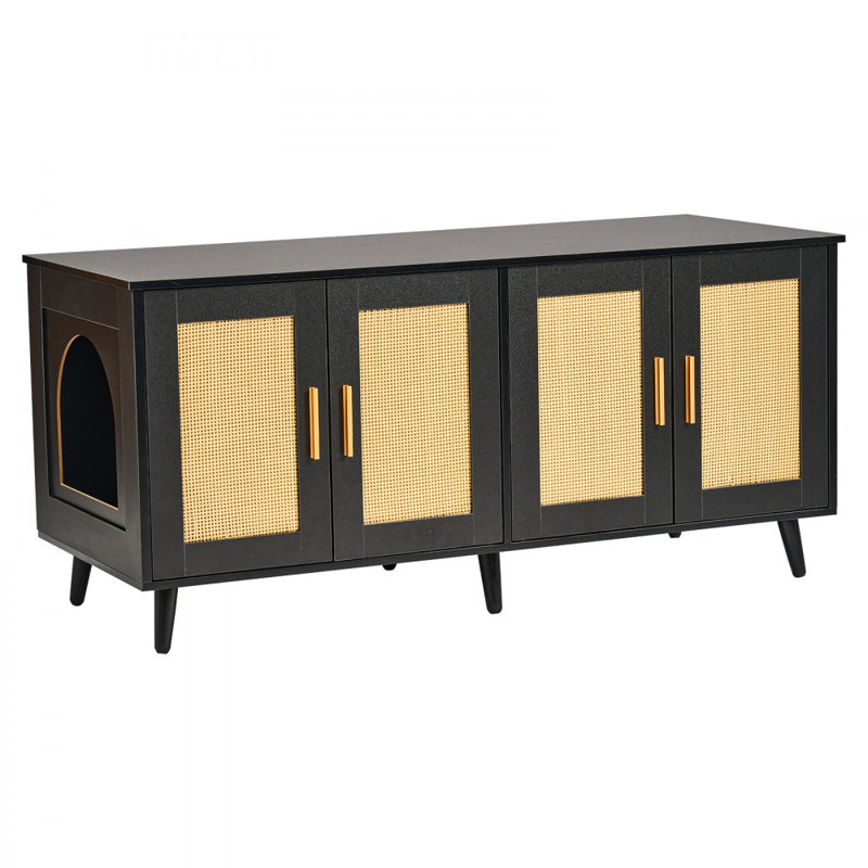Enclos pour litière pour chat caché 2 pièces, Noir, noir, noir, noir