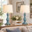29" Distressed Blue Farmhouse Table Lamps Set with 3-Way Touch Dimming, USB-A & Type-C, LED Bulbs Included