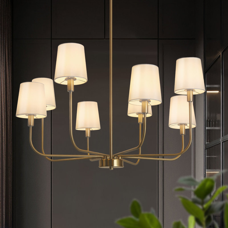 Lustre en laiton doré à 8 lumières de style bougie Jasrah