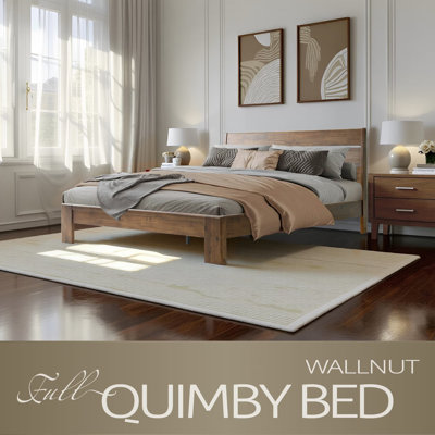 Full Size Solid Wood Platform Bed Frame with Headboard & Footboard, 12 Strong Slats Structure Center Metal Legs, Noise-Free & Anti-Slip, Easy Assembly, No Box Spring Needed, Warm Walnut Finish