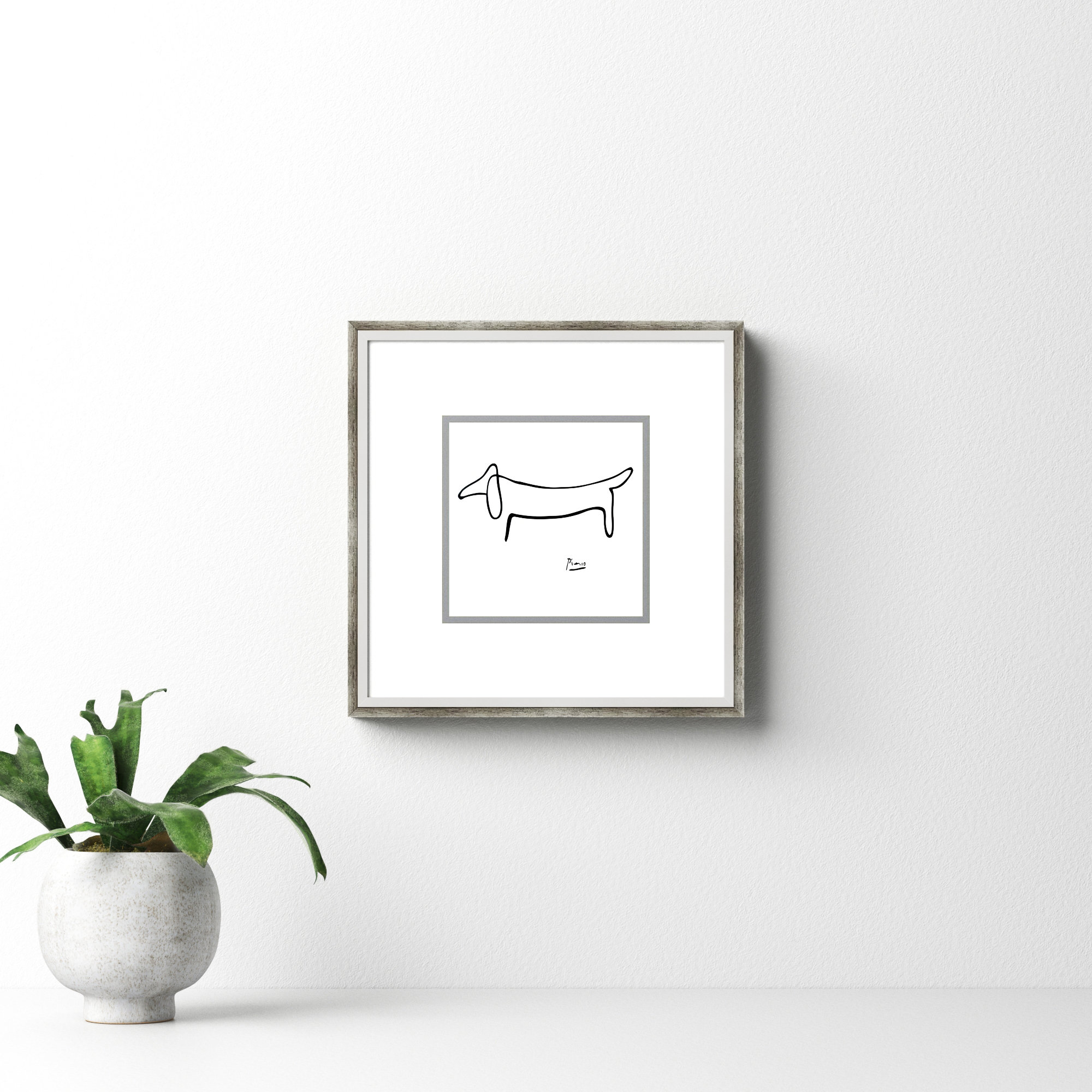 Le Chien (The Dog) by Pablo Picasso, 16" H x 16" W, Svelte Matte White