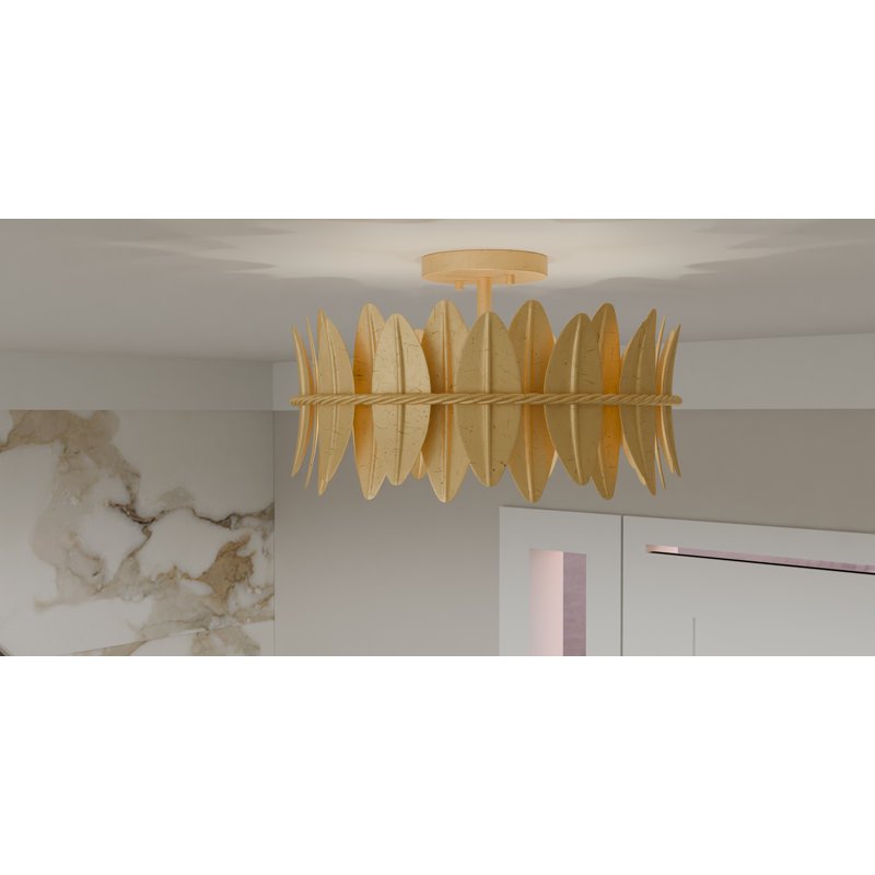 Karnecia 3-Light Gold Leaf Semi-Flush Mount Light