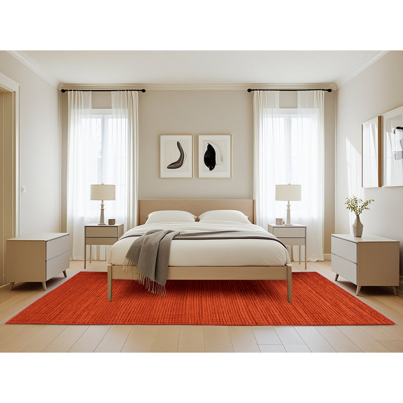 Machine Washable Solid Red Area Rug, Rectangle 5' x 8'