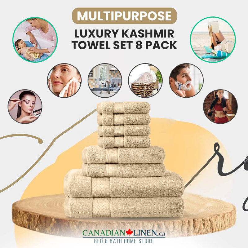 Ensemble de 8 serviettes de bain de luxe avec serviettes de bain et à main Krall, 4 serviettes de toilette turques égéennes Krall