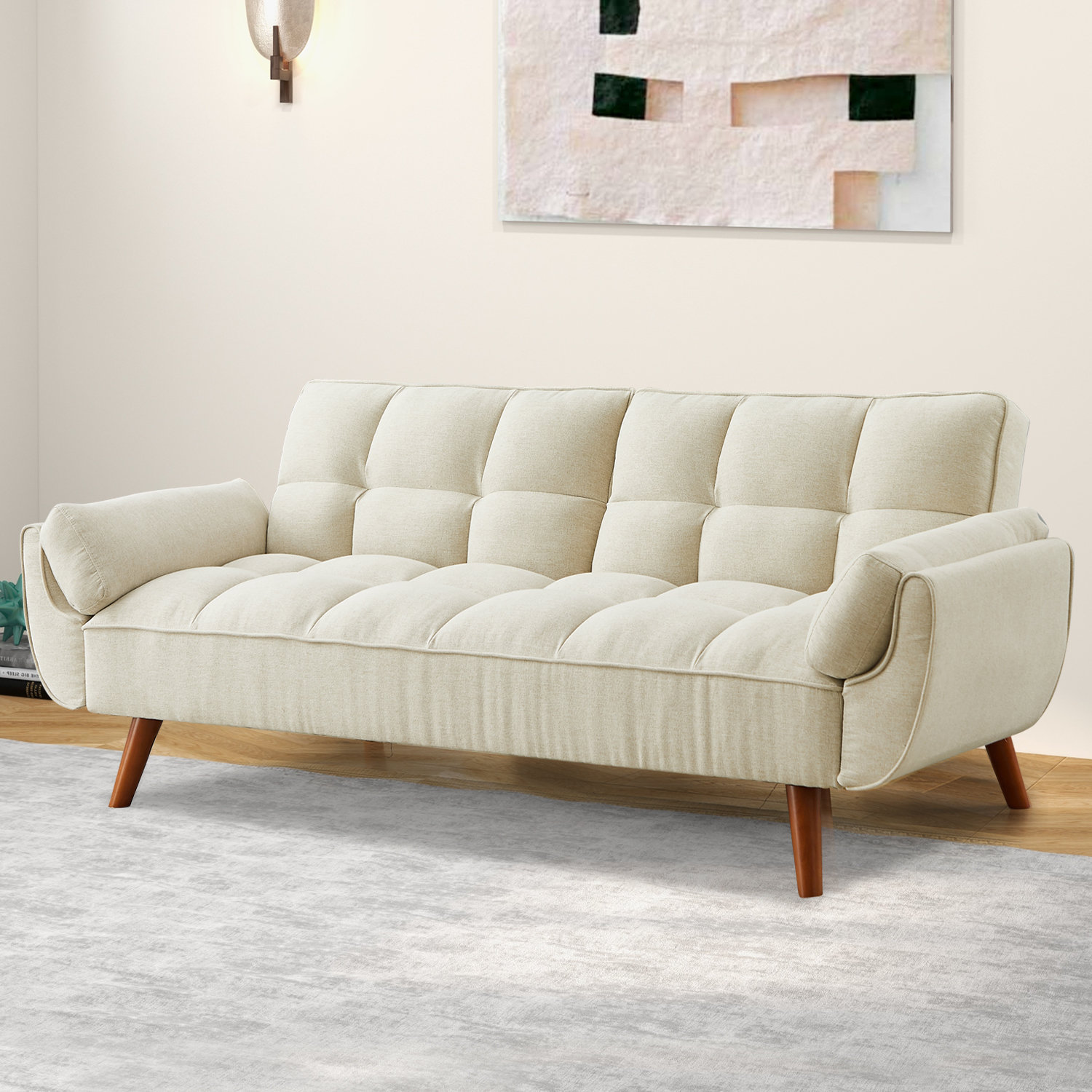 Wade Logan Arnbert Full 75.39" Wide Tufted Back Convertible Sofa & Reviews | Wayfair