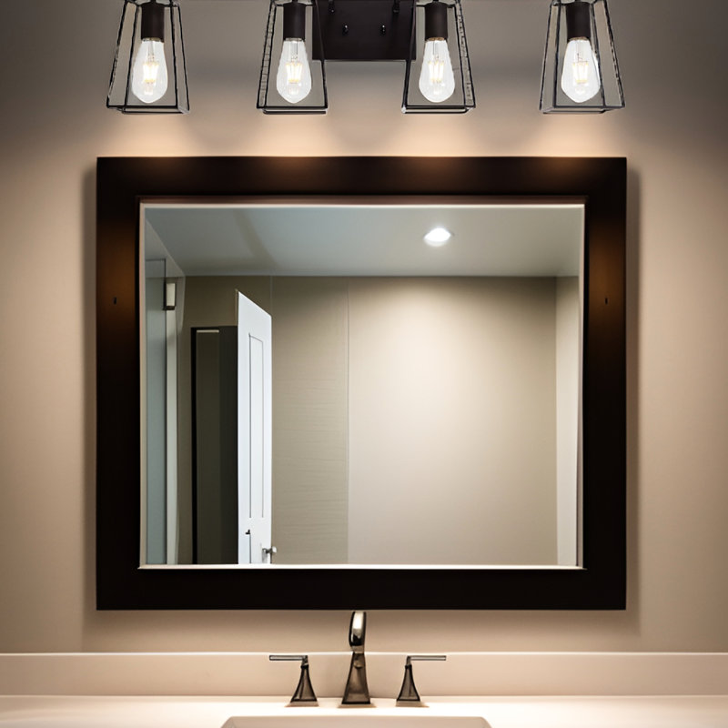Applique murale de salle de bain en bronze huilé à 4 lumières