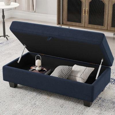 Skerl 46.9'' Long Upholstered Flip Top Storage Bench Storage Ottoman Seat Footstool