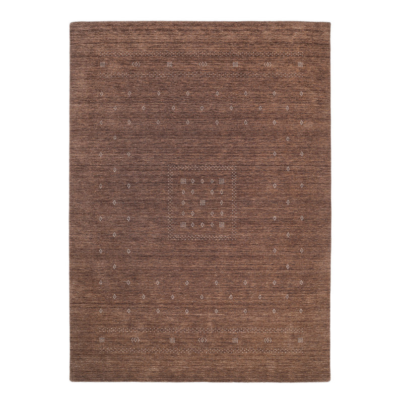 Simi Hand Knotted Cotton/Wool Southwestern Area Rug, Rectangle 9' x 12', Dark Brown