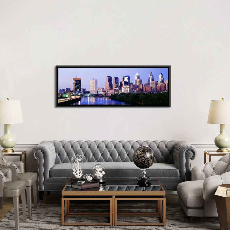 « philadelphia, pennsylvanie », reproduction de photo sur toile, H 20 po x l 60 po x P 1,5 po, Toile avec cadre noir