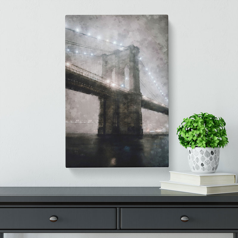 Lights Of Brooklyn Bridge - Wrapped Canvas, 60cm H x 40cm W x 3cm D