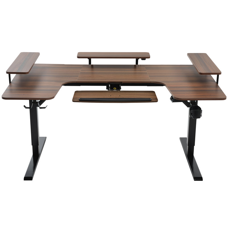 Bureau debout en forme de U 74,8 "Mariita, Noyer / noir