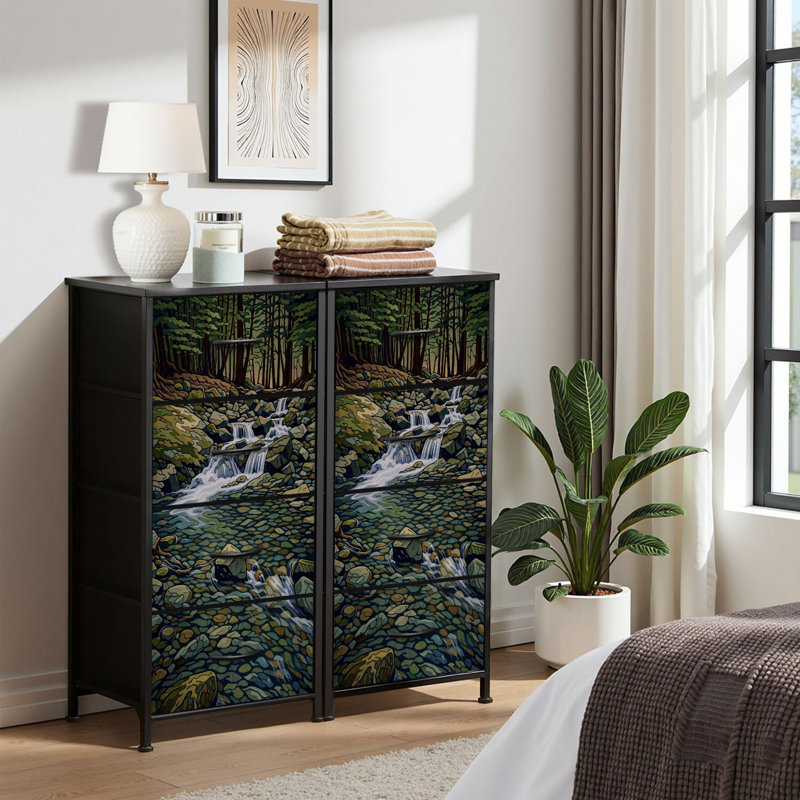 4 Drawer Dresser for Bedroom, Narrow Chest of Drawers, Wooden Top and Study Iron Frame 18"x37.5"-(WxH)