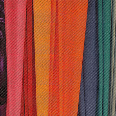Tapis orange à motif/rouge/vert