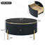 Table basse ronde moderne avec 2 grands tiroirs de rangement, table d'appoint et table basse