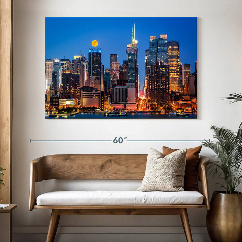 Sireci Super Moon Over Midtown NYC, 34" H x 51" W