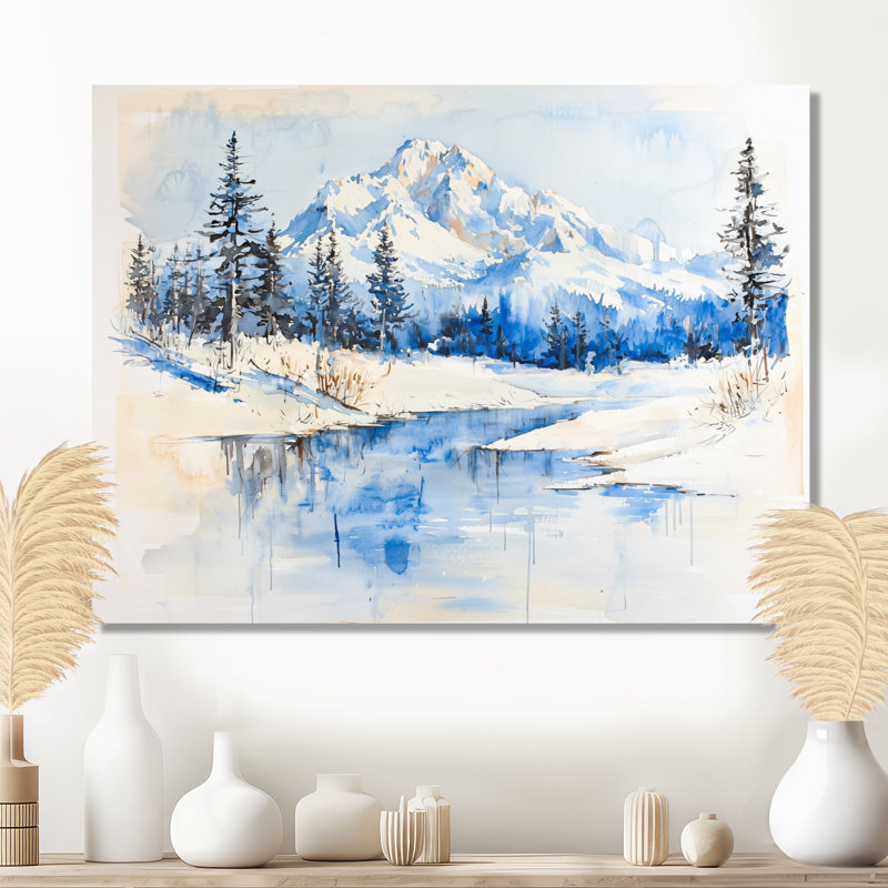 Paysage enneigé de montagne en hiver II - paysages, impression sur métal paysage d'hiver, H 24 po x l 32 po