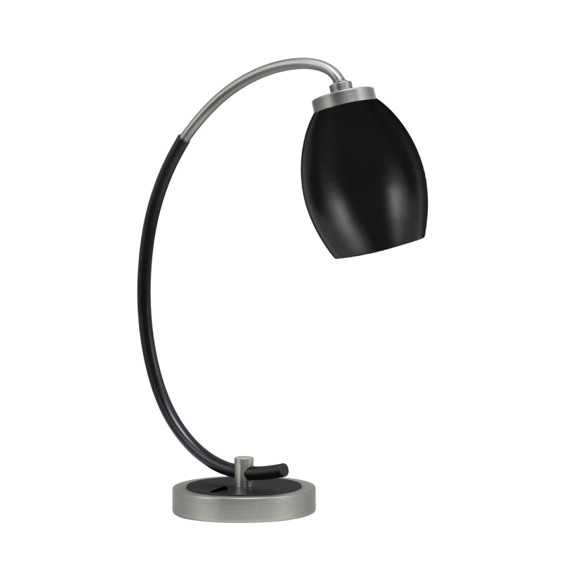 Lampe de bureau en acier inoxydable Waldine, Graphite / noir mat, Noir