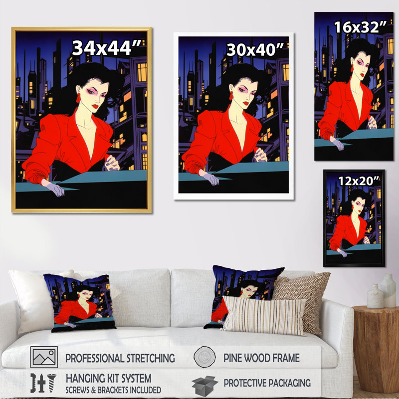 Pop Art Night Life Diva I, H 20 po x l 12 po x P 1 po, Cadre photo blanc