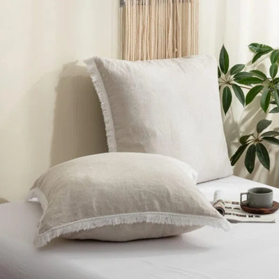 100% Linen Euro Sham Pillow Covers Belgian Flax-Set Of 2