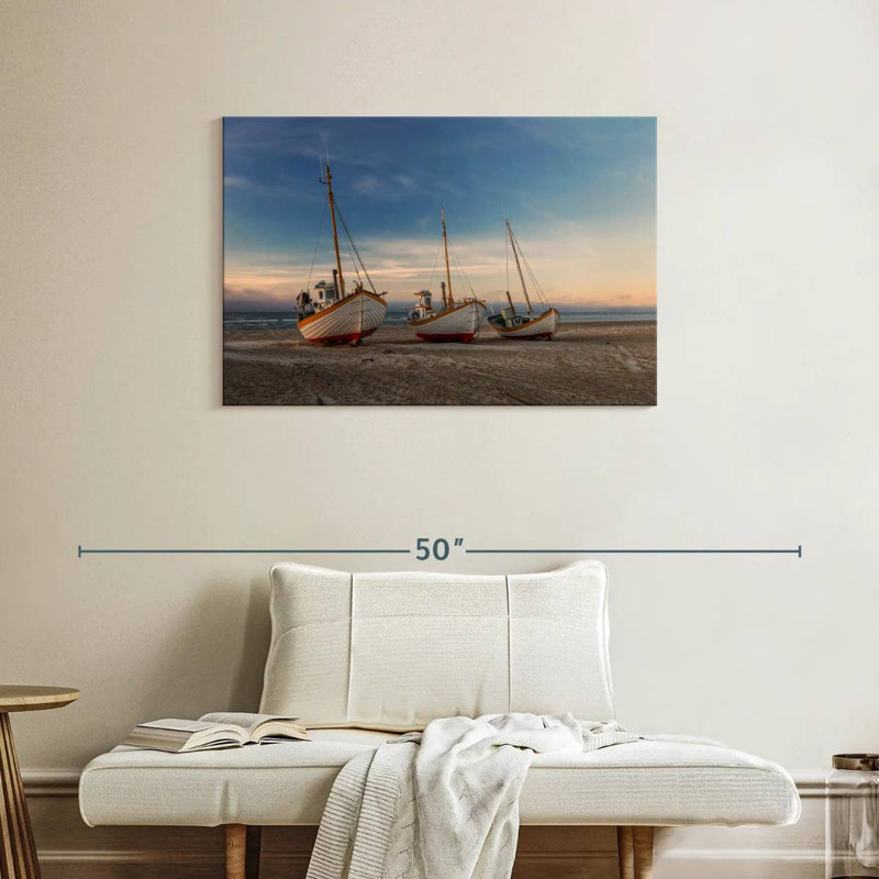 Bateaux Mehar sur le rivage, H 24 po x l 36 po