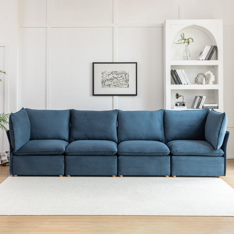 Canapé modulaire Hepworth Dejohn, H 36 po x l 125 po x P 33 po, 4, Bleu