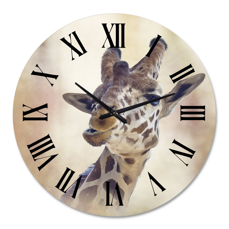 Portrait d'une girafe I - Horloge murale de ferme, Grand