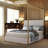 Corduroy Upholstered Canopy Bed With Tall Headboard-797322862-778923571