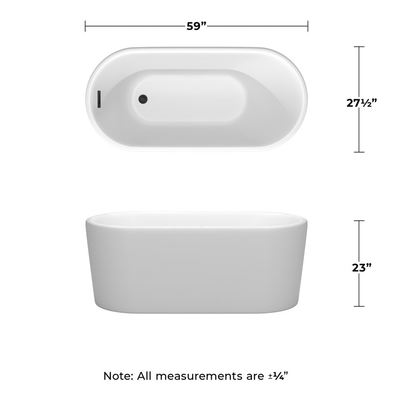 Ursula 59'' x 27.5'' Soaking Acrylic Bathtub, Matte White/Matte Black