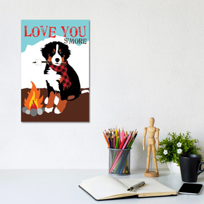 Bernese Mountain Dog - Love You S'More by Ginger Oliphant - Wrapped Canvas Print