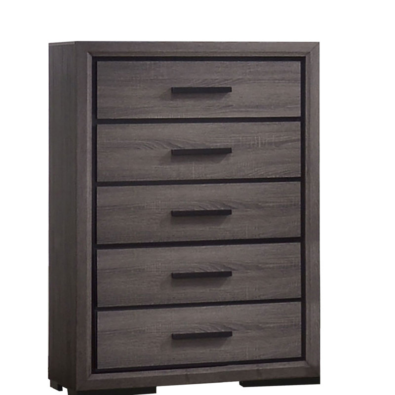 Commode en bois avec 5 tiroirs et poignée à tirer