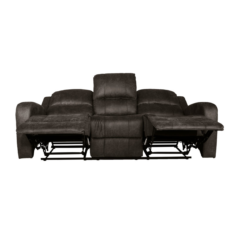 Zarely Upholstered 78'' Reclining Sofa, Smoke Leather