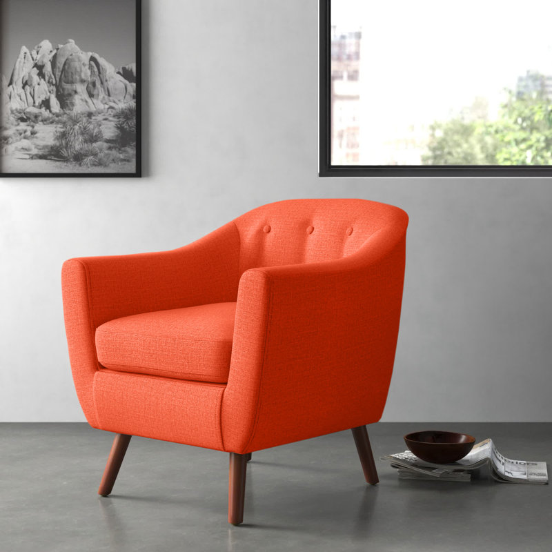 Amedee 28.34'' Wide Tufted Armchair, Orange