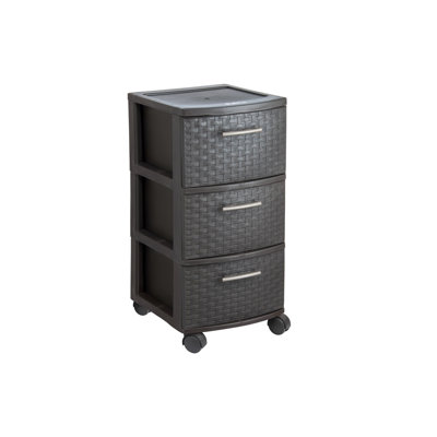 3-Drawer Rolling Storage Cart in Espresso
