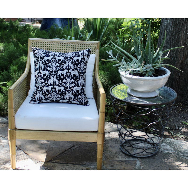 Sunbrella® Outdoor Throw Pillow, Square, Black/White, 20" H x 20" W