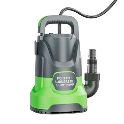 Submersible Sump Pump 1/3HP 5400GPH, Heavy-Duty Portable Pump for Fast Water Transfer, with Convenient Adapters for Common Drainage Hoses, for Pool Draining Hot Tub Circulation Flood Cleanup Garden Ponds and Basements