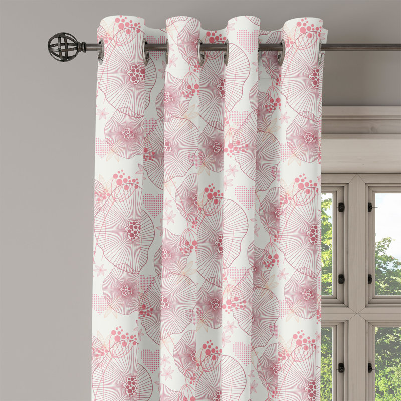 Rideau à œillets décoratif à 2 panneaux Red Barrel Studio®, 50 po x 72 po, rose séché et blanc, L 50 po x L 84 po