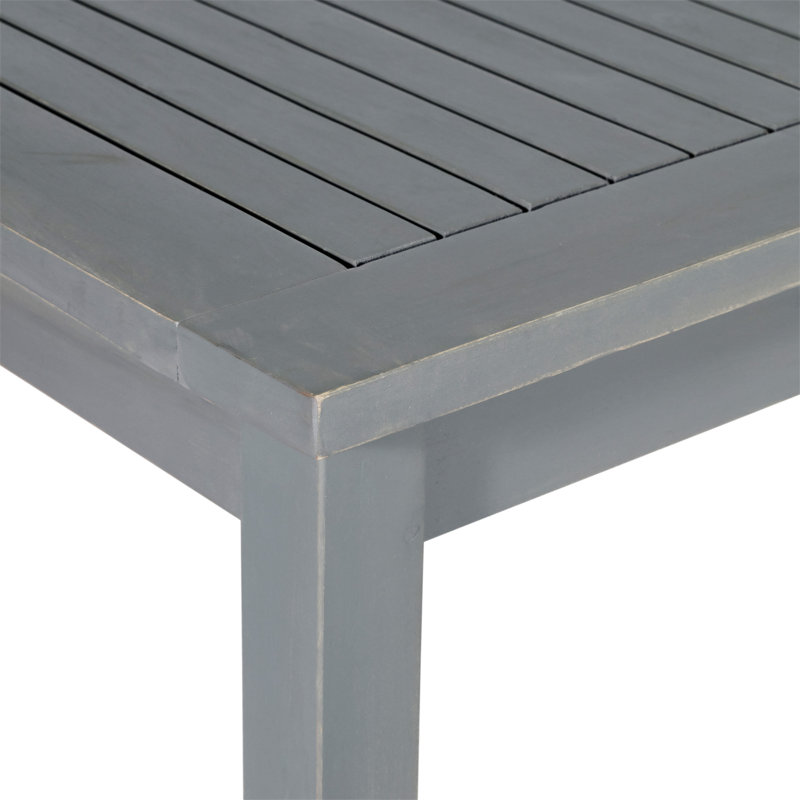 Gray Wash Acacia Wood Outdoor Dining Table with Slatted Surface