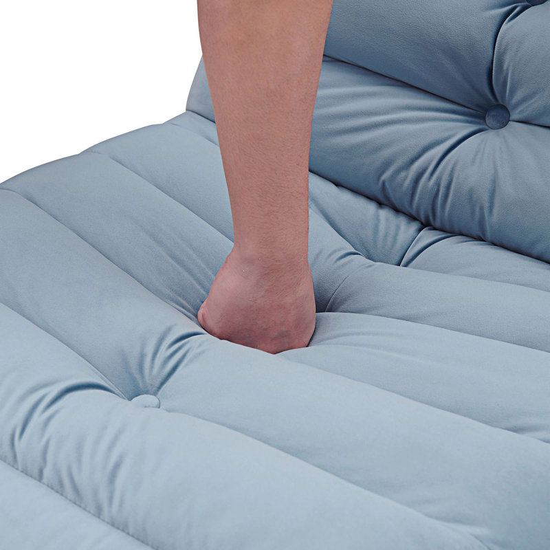Canapé sans accoudoirs en velours 29,1 po Koga, Velours bleu lac