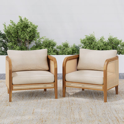 Chaise avec accoudoirs d'extérieur rembourrée, ensemble de 2