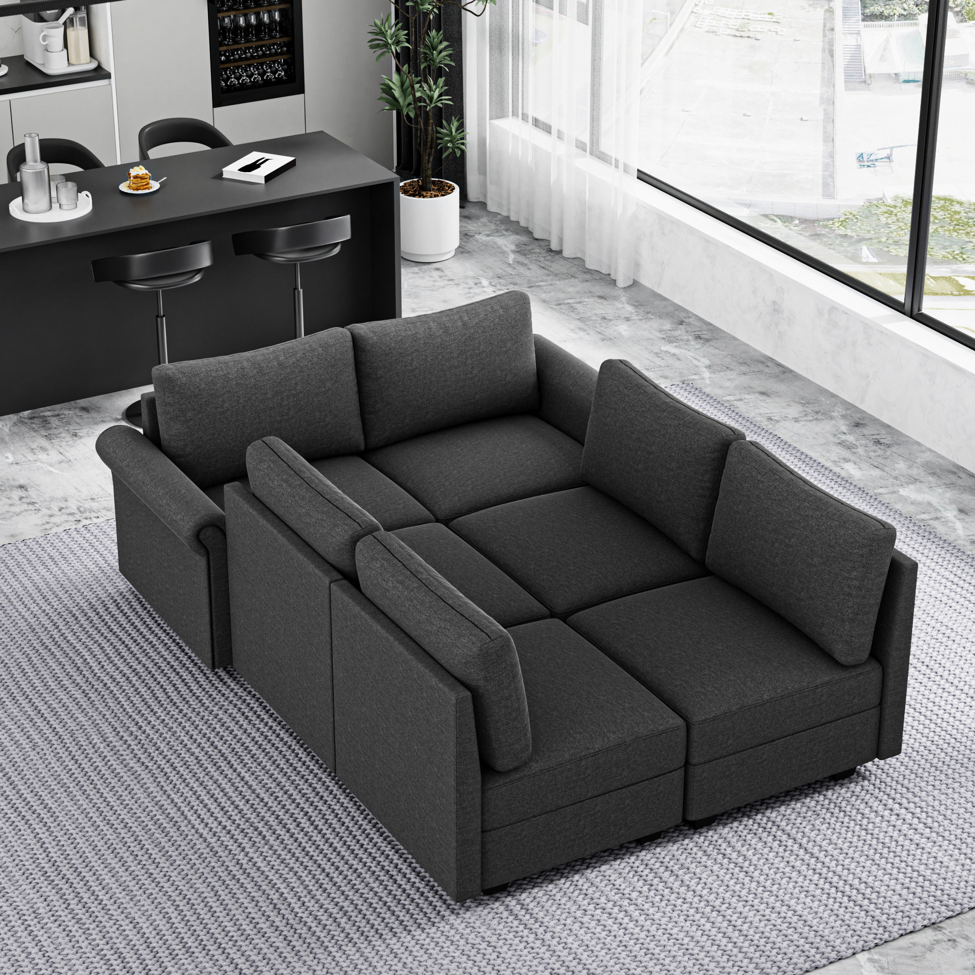 Hokku Designs 6 - Seater U Shaped Sectional With Storage For Daily Use ...