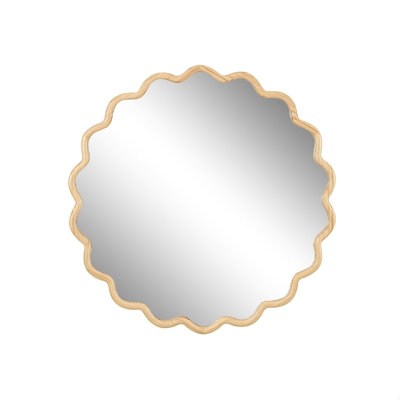 Solid Wood Wavy Rectangle Mirror, Modern Mirror Wall Decor